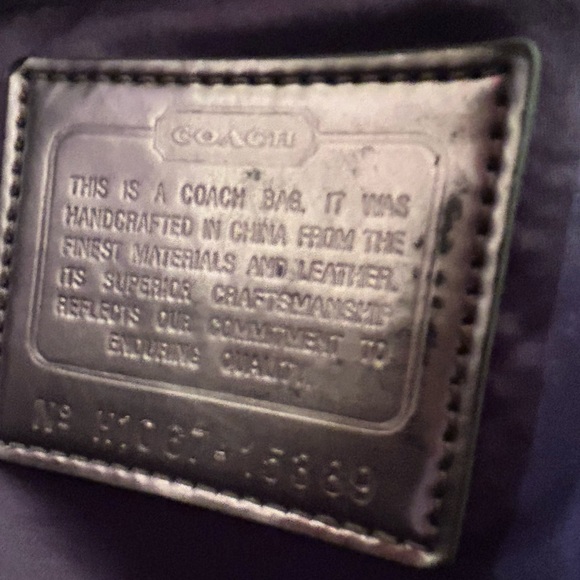 Coach Poppy Signature Gray silver Canvas Leather Trim zipper tote shoulder bag - Picture 4 of 15